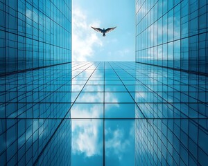 Poster - Reflections of the Sky in a Mirrored Glass Building