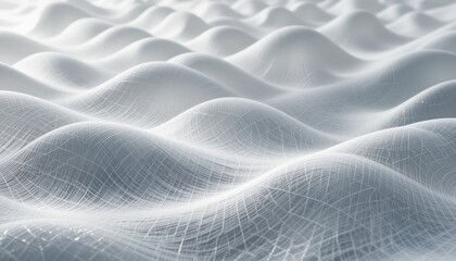 Poster - Flowing white textured waves in minimalist environment abstract art composition peaceful atmosphere close-up perspective for visual serenity