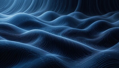 Poster - Dynamic wave patterns in blue ocean currents abstract digital art deep sea environment close-up viewpoint concept of fluid motion