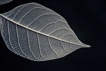 Wall Mural - an intricate and delicate skeletal leaf displayed against a dark backdrop