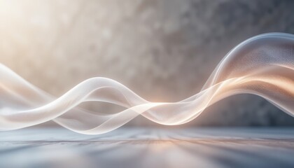 Poster - Flowing abstract waves with soft light studio setting digital art calm environment close-up view serenity and movement concept for visual appeal