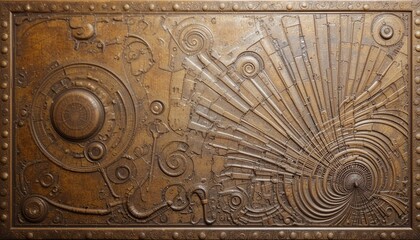Aufkleber - Industrial artwork featuring intricate metal engravings gallery exhibition sculpture urban environment close-up view artistic expression