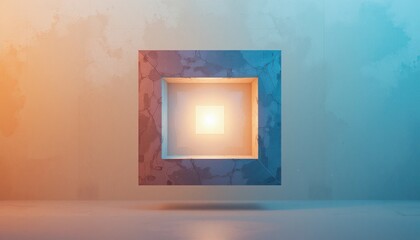 Poster - Dynamic abstract light square studio 3d render minimalist environment perspective viewpoint conceptual design for digital art enthusiasts
