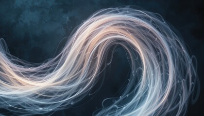 Poster - Flowing light patterns creating ethereal waves in dark background abstract digital art visual design atmospheric environment artistic perspective