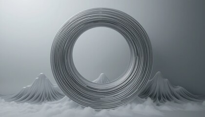 Poster - Circular metal art installation contemporary gallery digital artwork minimalist environment artistic viewpoint innovative concept