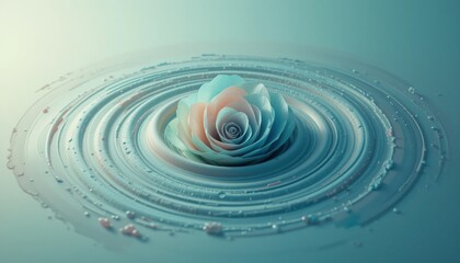 Poster - Rippling water with a rose blooming at the center calm environment abstract art serene viewpoint meditation concept