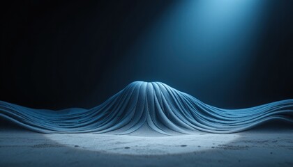 Poster - Dynamic fabric wave movement studio environment digital artwork abstract composition low angle view conceptual design for seo impact