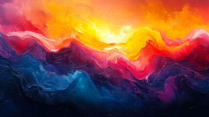Poster - Vibrant Abstract Art Reflecting Joy and Serenity with Warm and Cool Color Harmony