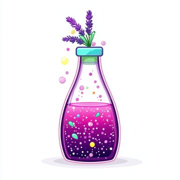 Light Purple Potion in a Clear Bottle with Lavender Sprig Pixel Art