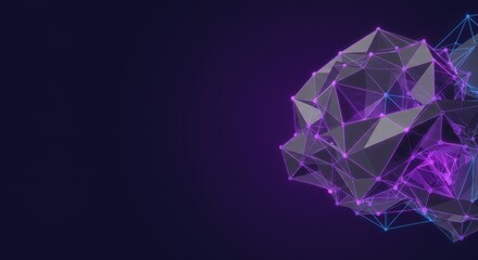 Poster - Abstract Polygonal Structure Glowing in Dark Space  Digital Art Design Futuristic Technology Background