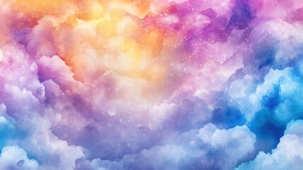 Wall Mural - a celestial symphony: captivating abstract artwork of billowing clouds, rendered in a vibrant palett