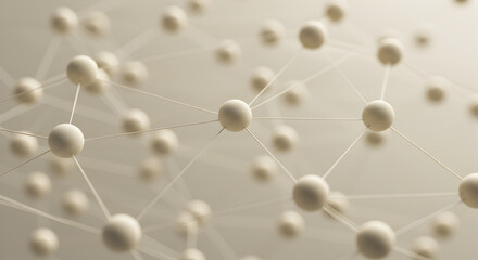 Poster - Beige Spheres Connected with Lines in a Network Structure with Soft Lighting