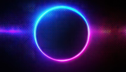 Poster - Neon circle on dark background