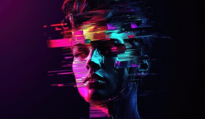 Poster - Abstract portrait, vibrant colors, digital art