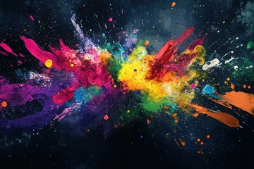 Wall Mural - colorful explosion of paint art background painting.