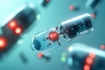 Poster - Innovative design of futuristic capsules showcasing advanced technology and dynamic elements