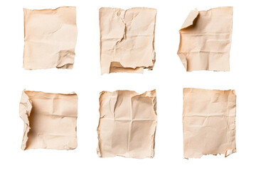 Wall Mural - crumpled paper bag mockups, textured and aged background, cut out transparent