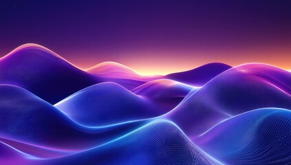 Poster - Abstract digital landscape with vibrant glowing hills
