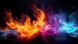 © Miller - multi coloured fire on a black background