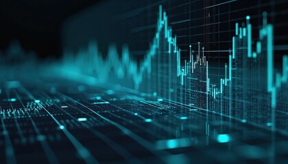 Poster - digital financial chart indicators showing stock market business and exchange financial growth graph