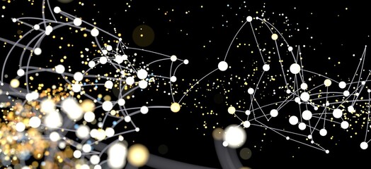 Connecting dots and lines, glowing particles, network visualization, technology background
