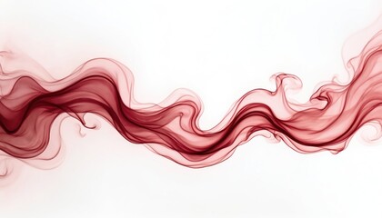 Leinwandbilder - Abstract maroon smoke waves isolated white background. Dynamic flowing lines create dreamy artwork. Fluid smoke background suitable graphic design. Modern art, elegant shape, curve, motion, swirl.