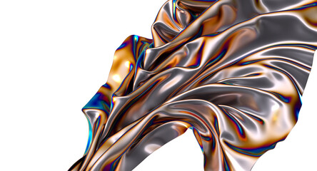 Poster - Shimmering iridescent fabric drapes creating a captivating abstract design