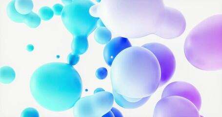 Poster - Abstract 3d geometric art with fluid floating liquid blobs, soap bubbles. colorful gradient 3d motion graphic.