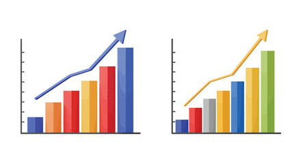 Poster - Bar graph progress comparison in flat style showcasing growth trends vector illustration