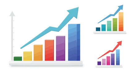 Poster - bar chart growth comparison in flat design vector illustration
