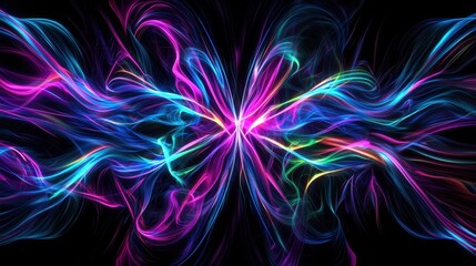 Fototapete - Vibrant Hypnotic Soundwave Design with Glowing Neon Colors and Abstract Flowing Patterns