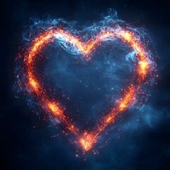 Poster - Glowing Heart Symbol with Geometric Patterns
