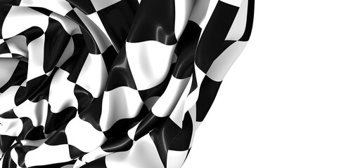 Aufkleber - wavy racing checkered flag with diagonal folds. realistic 3d render