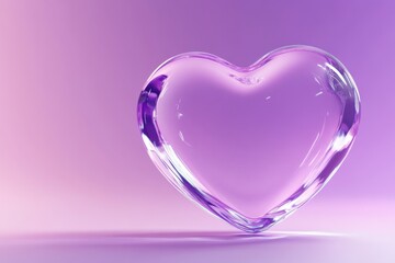 Poster - Heart-shaped crystal object reflecting light in shades of purple on a soft gradient background