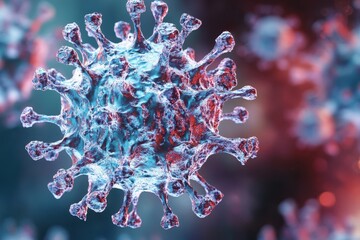 Poster - Virus structure under microscope reveals intricate details of surface spikes and genetic material