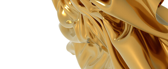 Poster - Golden fabric drapes in a luxurious wave
