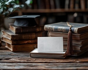 Poster - Graduation gift card concept with books and cap