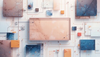 Poster - Digital abstract art creation virtual space graphic design modern aesthetic top-down view technology concept for enhanced visual experience