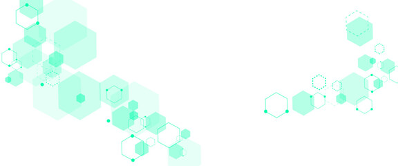 Aufkleber - Vector soft green hexagons pattern. Geometric abstract background with simple hexagonal elements. Medical, technology or science design