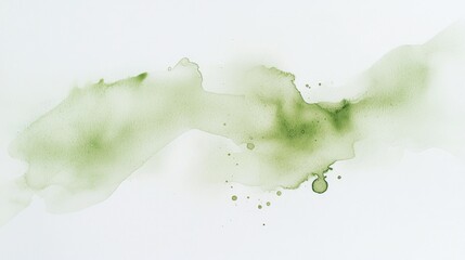Poster - Light green watercolor stains softly diffusing into a white paper background, artistic effect