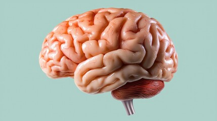 Poster - Minimalist high-tech brain illustration, pulsating neural activity glowing on a solid color backdrop
