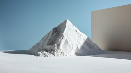 Poster - Neatly arranged mound of white powder with soft shadows on a pure white background