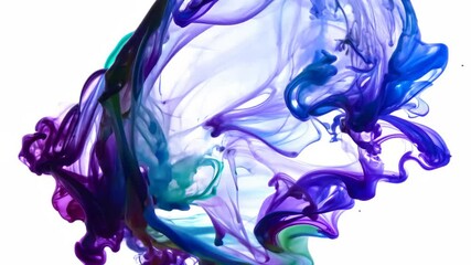 Aufkleber - A vibrant purple and blue smokey background with a white background. The smoke is a mix of purple and blue, creating a striking contrast against the white background. The smoke appears to be swirling