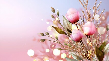 Poster - Soft pink watercolor wash with subtle sandy textures, bokeh lights in an airy composition