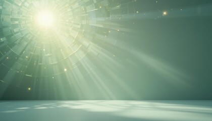 Poster - Radiant light burst in abstract space digital environment illuminated background conceptual visualization artistic perspective