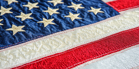 Aufkleber - Close up of detailed embroidery on stars and stripes design Generative AI