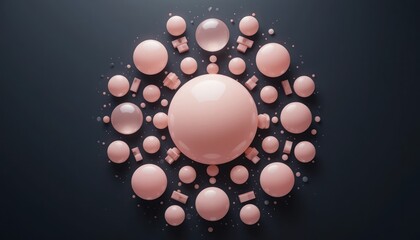 Poster - Abstract pink circular arrangement studio visual art minimalist aerial view creative design