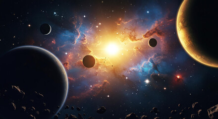 Wall Mural - rising star far supernova cosmos showcases both immense complexity and simplicity, with its galaxies