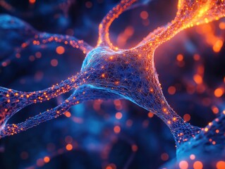 Poster - Abstract neural patterns and glowing fractals digital art cosmic environment close-up view neural concepts