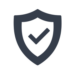 Poster - Risk Management Shield With a Checkmark on a White Background